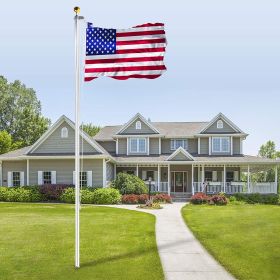 20 FT Sectional Flag Pole Kit Extra Thick Aluminum Flagpole with 1 Flag 2 Rope