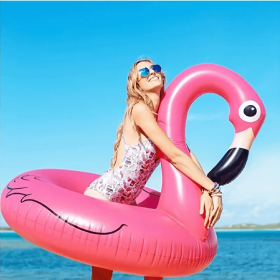 1pc PVC Inflatable Flamingo Swimming Ring For Pool Party, Floating Lounge Chair For Water Parks