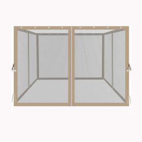 10x10 Ft Gazebo Replacement Mosquito Netting with Zippers; 4-Side Mesh Walls for Patio Gazebos
