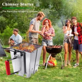 YSSOA Charcoal Chimney Starter Foldable; Collapsible; Silver