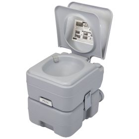 Portable Push-rod Toilet, 20L/5.3 Gallons Detachable Tank for Camping, Boating, Hiking and Traveling, Cold Gray