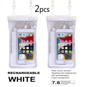 2pcs Oversized Mobile Phone Waterproof Dustproof Bag Touch Screen For Diving Swimming Sealing (Color: 2pcs- White)