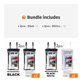 2pcs Oversized Mobile Phone Waterproof Dustproof Bag Touch Screen For Diving Swimming Sealing (Color: 2pcs- Black*2+[2pcs- White+Black]*2)