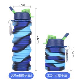 500ML Large Capacity Silicone Sports Water Bottle Outdoor Folding Water Cup For Climbing Travel (Color: 500ml Blue-B)