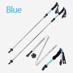 Lightweight 5-section Foldable 7075 Trekking Pole Hiking Pole (Color: Blue)