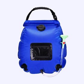 20L Outdoor Bathing Bag Solar Hiking Camping Shower Bag Portable Heating Bathing Water Storage Bag Hose Switchable Shower Head (Color: Blue)