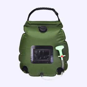 20L Outdoor Bathing Bag Solar Hiking Camping Shower Bag Portable Heating Bathing Water Storage Bag Hose Switchable Shower Head (Color: Green)