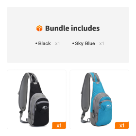 Multifunctional Single Shoulder Backpack For Outdoor Activities (Color: Black+Sky Blue)
