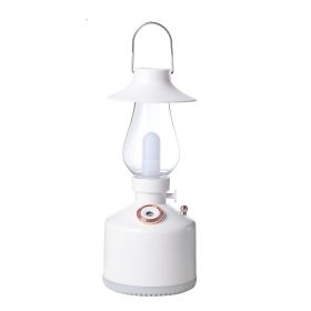 1pc Wireless Air Humidifier Camping Table Lamp Aromatherapy Diffuser With LED Night Light USB Chargeable Retro Kerosene Lamp Mist Maker For Home (Color: White)