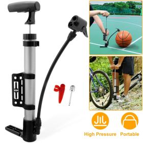 Mini Bike Pump Portable Bicycle Tire Inflator Ball Air Pump w/ Mount Frame For Mountain Road Bike (Color: Silver)