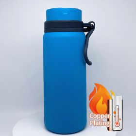 25oz Copper Plating Vaccum Thermo Water Bottles With Wide Mouth For Indoor And Outdoor Use (Color: Blue)