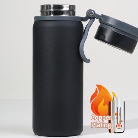 25oz Copper Plating Vaccum Thermo Water Bottles With Wide Mouth For Indoor And Outdoor Use (Color: Black)