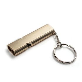 Portable Aluminum Safety Whistle For Outdoor Camping Backpacking Hiking; Emergency Survival Tool (Color: Golden)