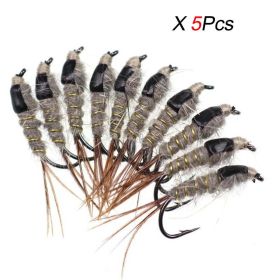 5-30Pcs Black Back Rabbit Ear Wire Nymph Flies Trout Fly Fishing Lures 10# For Freshwater Saltwater (Quantity: Pack Of 5Pcs)