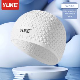 Adult Silicone Swim Cap; Unisex Water Drop Swimming Cap; Comfortable Non-slip Bathing Caps For Short Medium Long Curly Hair (Color: White Drop Hat [more Suitable For Long Hair])