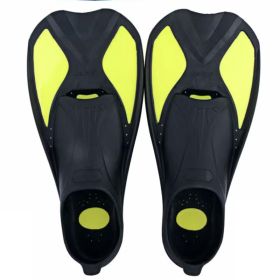 1 Pair Kids Lightweight Professional Short Full Foot Fins; Adjustable And Flexible Fins For Diving Training (Color: Black Yellow 36-37)