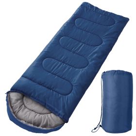 Camping Sleeping Bags for Adults Teens Moisture-Proof Hiking Sleep Bag with Carry Bag for Spring Autumn Winter Seasons (Color: Navy Blue)