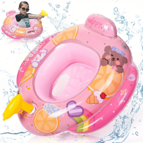 Children's Swimming Ring With Water Gun, Waist Floats Ring, Children's Swimming Seat For Toddlers From 3-10 Years, Baby Swimming Equipment (Color: pink)