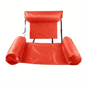 3/New Swim Ring Water Backrest Recliner Floating Bed Inflatable Swimming Circle Hammock Foldable Floating Row (Color: Red)