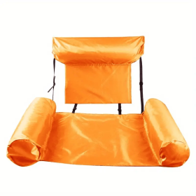 3/New Swim Ring Water Backrest Recliner Floating Bed Inflatable Swimming Circle Hammock Foldable Floating Row (Color: Orange)