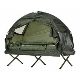 Outdoor Adventure With 1 Person Folding Pop Up Camping Cot Tent (Color: ArmyGreen)