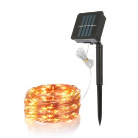 100 LEDs Solar String Lights Outdoor IP65 Waterproof Copper Wire String Lights Solar LED Fairy Lamps Wedding Party Festival (Light Color: Warm)
