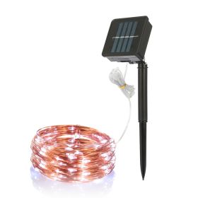 100 LEDs Solar String Lights Outdoor IP65 Waterproof Copper Wire String Lights Solar LED Fairy Lamps Wedding Party Festival (Light Color: Cool)