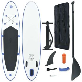 Stand Up Paddle Board Set SUP Surfboard Inflatable Blue and White (Color: Blue)